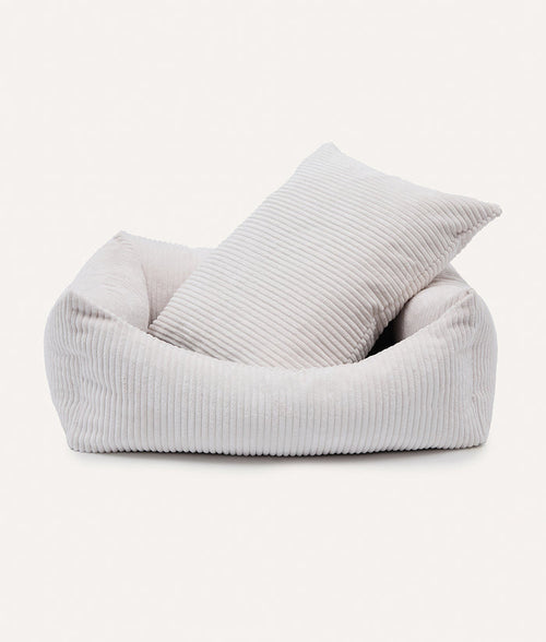 White Corduroy Dog Bed