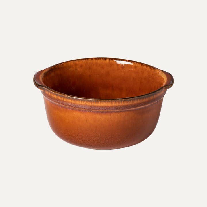 Brown Ceramic Dog Feeder Bowl